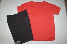 Boys TWO PC LOT Shorts Tee Shirt ORANGE TEE SHIRT Black Shorts XXL 18