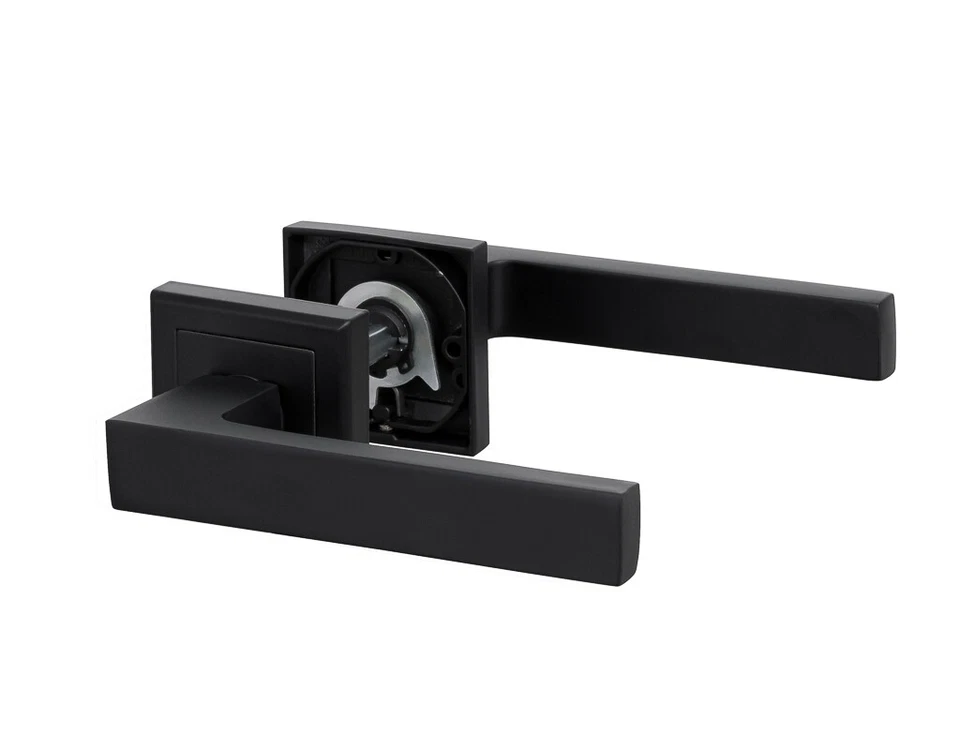 Türgriff Drückergarnitur Türklinke Türbeschlag BB PZ WC Schwarz Matt Eckig ALU - Bild 2 von 4