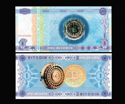 Bitcoin Paper Notes, BTC, Collectibles, Not Currency, Fancy notes GEM UNC (a44)