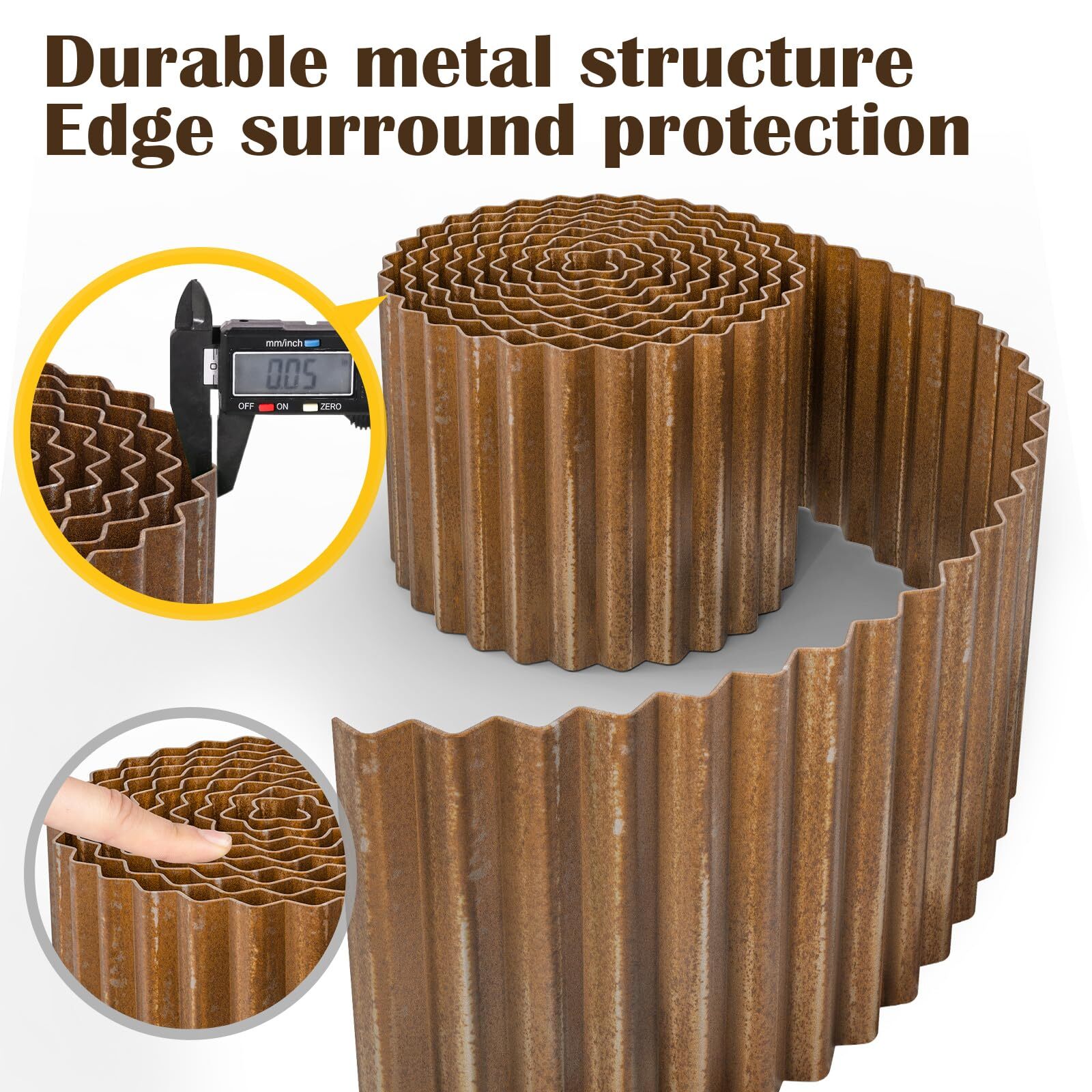 Corrugated Metal Garden Edging - Sturdy Border Perfect for DIY Flower Beds an...