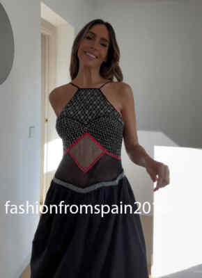 ZARA NEW WOMAN ZW COLLECTION BEADED MIDI DRESS BLACK XS-XL