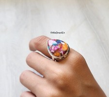 Pink Oyster Ring, Oyster Copper Turquoise Ring, 925 Sterling Silver, Gemstone