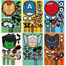 Calofun Superhero Stickers Book for Kids Crafts-24 Sheets of Waterproof Sticker