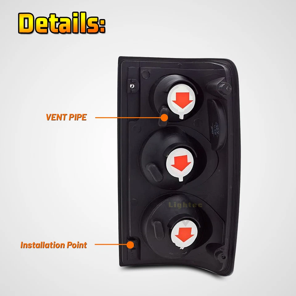 Tail Lights for 1989-1995 Toyota Pickup Truck Replacement Black Clear w/Bulbs - Image 3 of 4