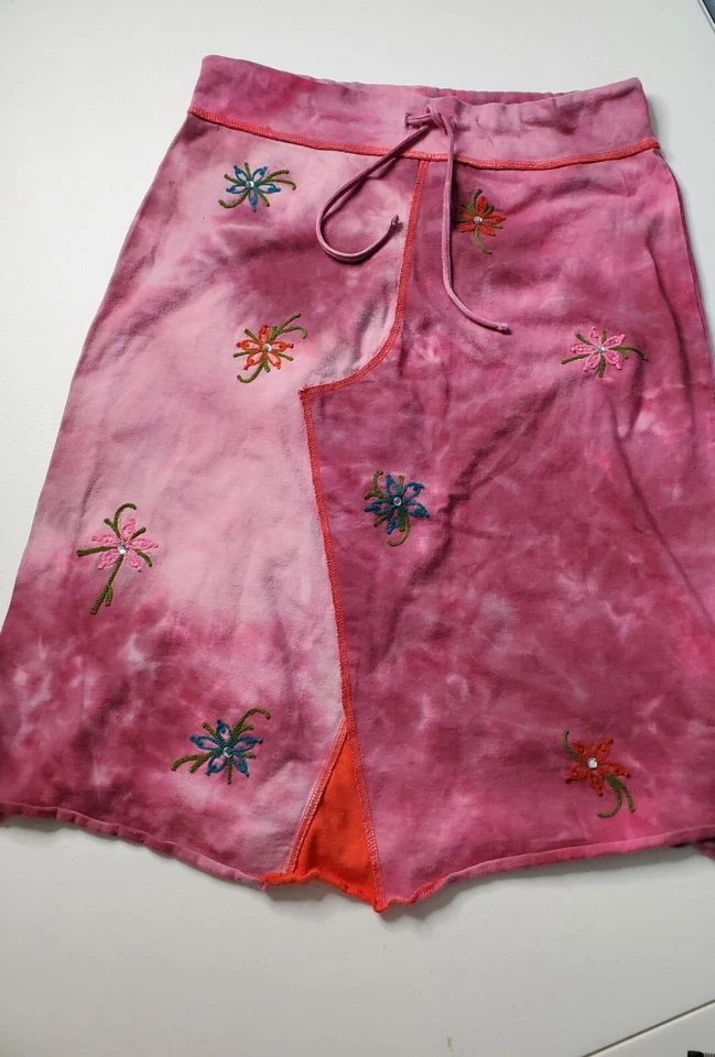 Falda Bohemia Moda Internacional Hippie S Bordada Flores Tie-Dye Cordón Foto 2 de 4
