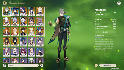 Compte Genshin Impact AR 59 - Haut Niveau - Multiplateforme (PC, Android, PS4) - Compte Neuf