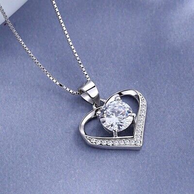 Single Diamond Necklace Sterling Silver Cubic Zirconia Water Drop - Foto 5