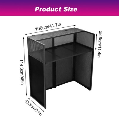 Portable DJ Table Station Foldable Booth Facade+Flat Table w/Travel Bag 21X42 