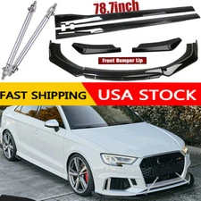 For Audi S3 A3 A4 Front Bumper Lip Spoiler Splitter Side Skirt Rear Strut Rod