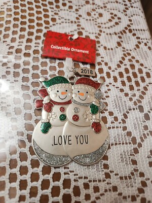 New Metal Christmas Snowman Ornament Letters LOVE YOU 2018