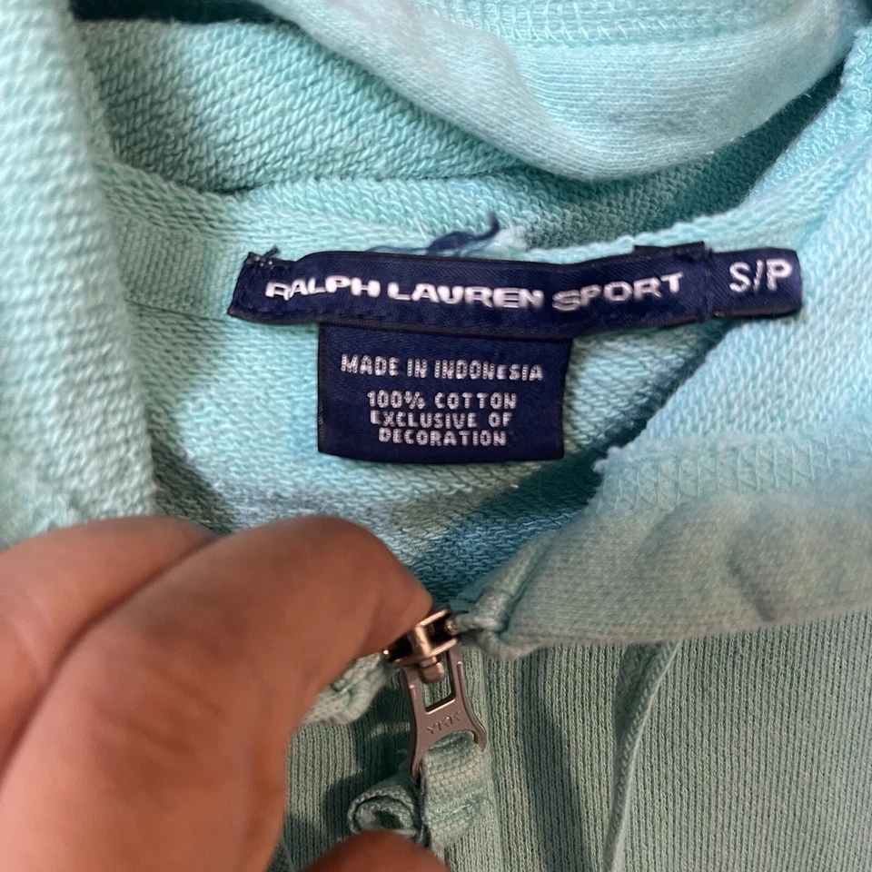 Y2K Polo Ralph Lauren Sudadera con Capucha Deportiva Mujer Cremallera Completa Peso Pesado Poni Bolsillos S/P Foto 4 de 4