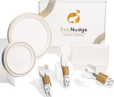 150 PCS Disposable Eco-Friendly Premium Dinnerware for Parties, Events Serves 25