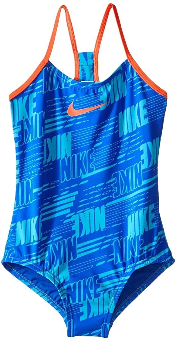 Nike 252353 Girl's Print One-Piece Racerback Swimsuit Hyper Cobalt