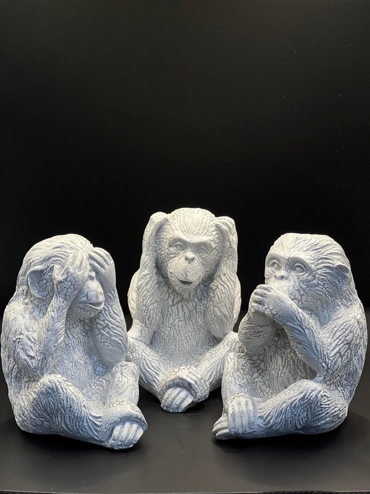 Estatueta de mármore branco No Evil See Hear Speak White Monkey - Conjunto de 3, Monkey D - Imagem 4 de 4