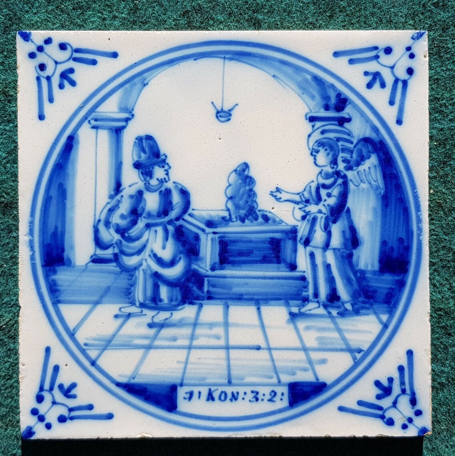 Antique 18thC.Dutch Delft Blue White Bible Biblical Religious Tile VERKOOP, nieuwe release