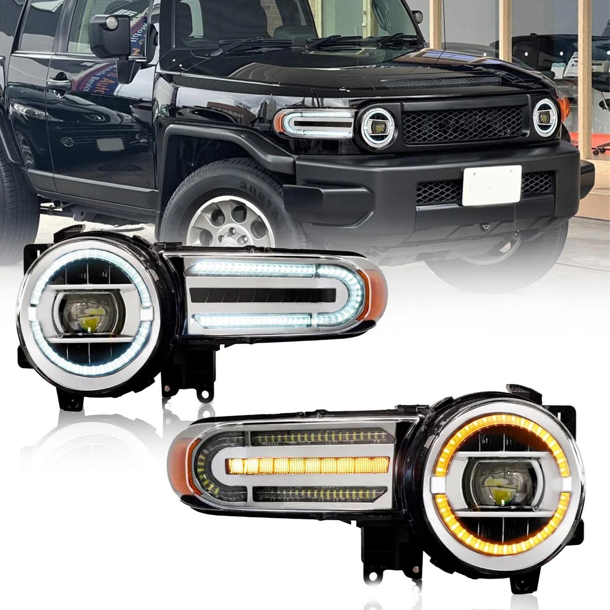 LED Headlight Set with Sequential Turn Signal for 2007-2014 Toyota