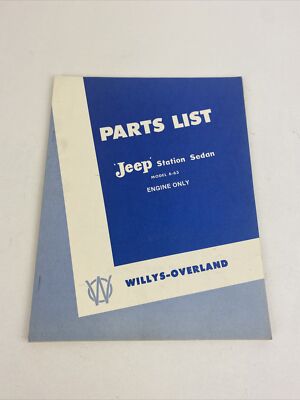 Jeep Station Sedan Model 6-63 Engine Only Parts List