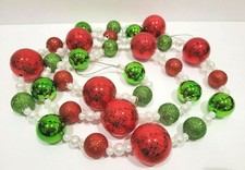 Christmas Garland Green Red White Gingerbread Ball Glitter Decor 6FT NEW