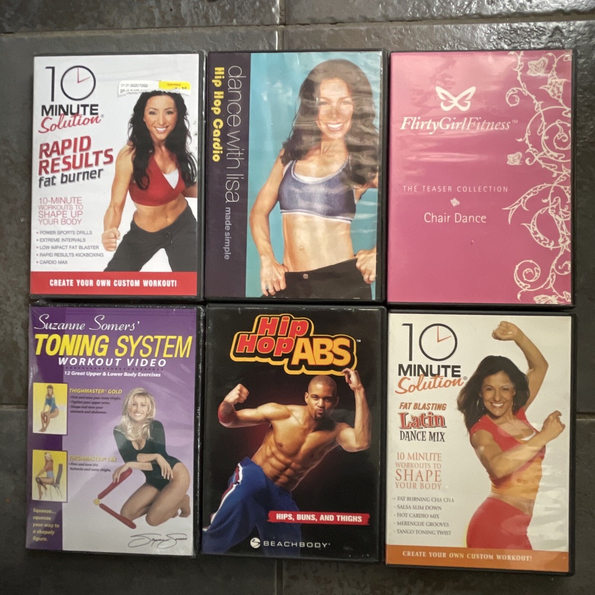 6) Fitness DVD LOT 10 Min. Solution Hip Hop Abs Cardio