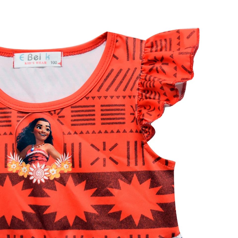 NUEVO Niñas Vestido Princesa Moana Manga Acampana Vestidos Película Película Disfraz Regalo Foto 4 de 4