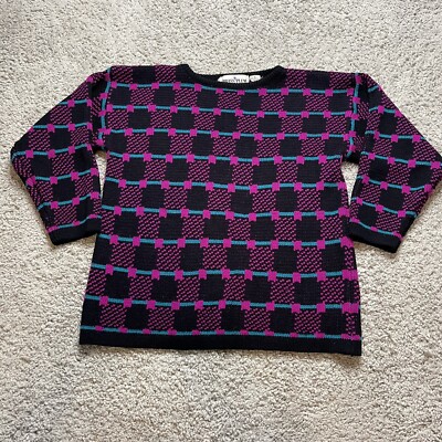 Vintage Brass Plum Sweater For Nordstrom Black Purple Medium