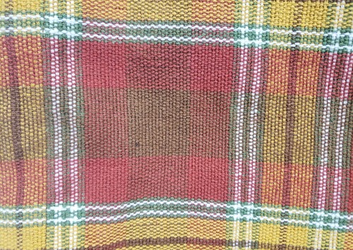 Set of 4 Same Fabric Placemats(13"x19")PLAID ORANGE&YELLOW STRIPES,Peaceful Home - Picture 8 of 13