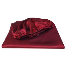 Silk Satin Wine Red Full Fitted Sheet Deep Pocket Fitted Sheet Only Breathabl...