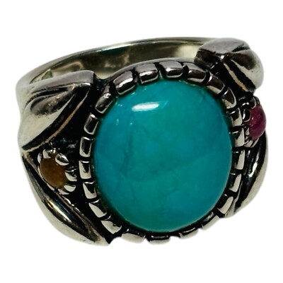 Barse Sterling 925 Silber Türkis und rosa Akzent Ring Gr. 6,75 - 0,33