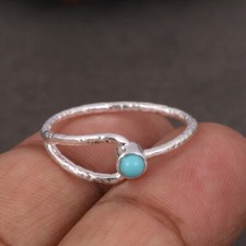 Dainty & Minimalist 925 Silver Genuine Arizona Turquoise Gemstone Ring For Gift