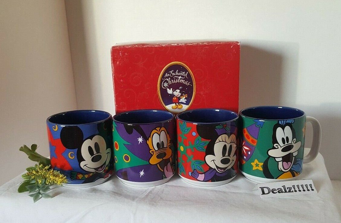 Vintage~The Disney Store ~ An Enchanted Christmas Set of 4 Ceramic