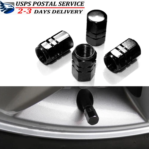 BLACK Al alloy Tire Valve Air Dust Cover Stem Caps-Wheel Car Truck SUV Bike Kit