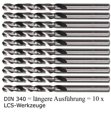 10 x DIN 340 HSS-G Spiralbohrer 6,5 mm Metallbohrer HSSG geschliffen EXTRA LANG