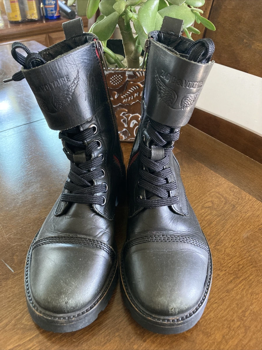 Zadig Voltaire Roma Joe Boots Size 36 Eur 6 US Black Leather Biker Boots