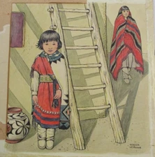 ROGER VERNAM PAINTING ANTIQUE  ILLUSTRATION NATIVE AMERICAN INDIAN TRIBAL POTS