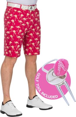 Royal and Awesome Herren Golfshorts Birdie Breeks rosa Shorts + Werkzeug W 30 - 44