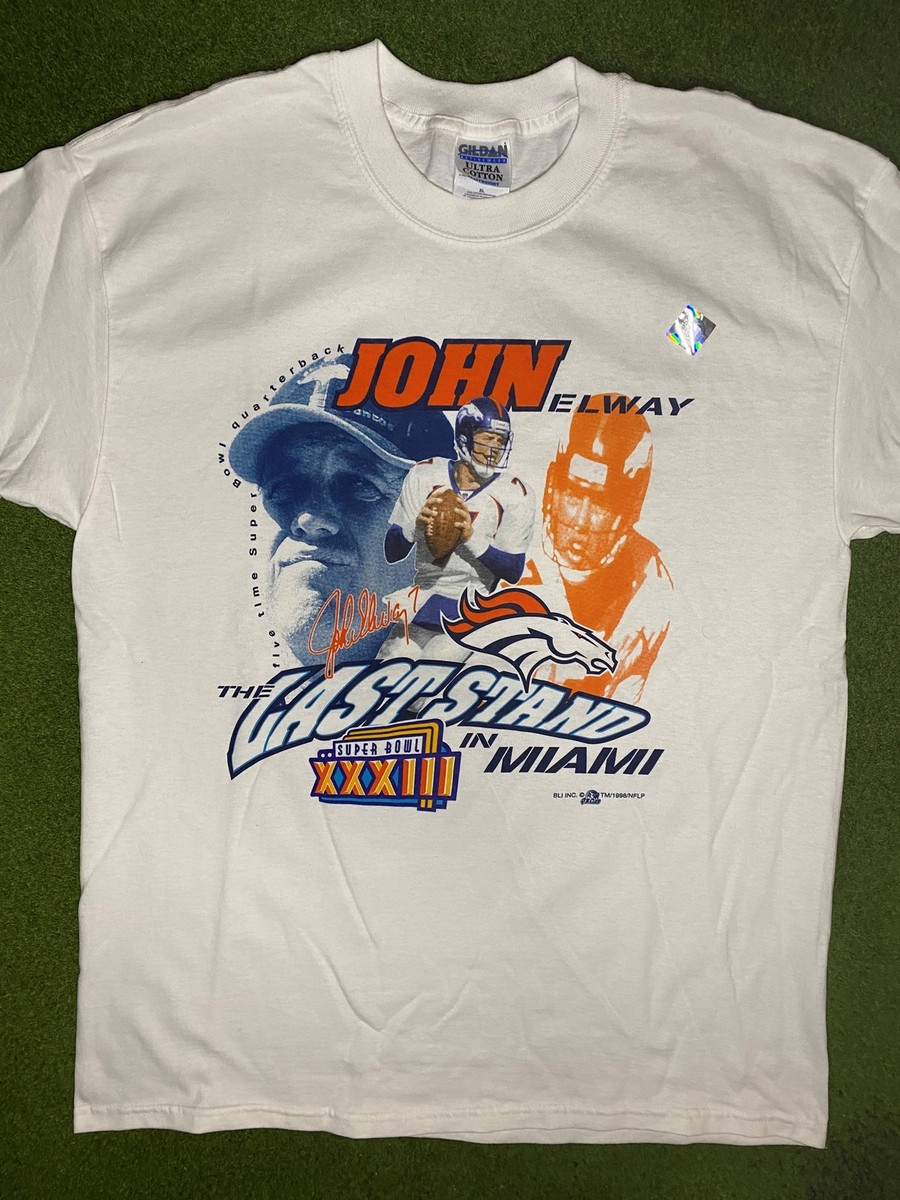 1998 Denver Broncos - John Elway The Last Stand - Vintage NFL T Shirt (XL)