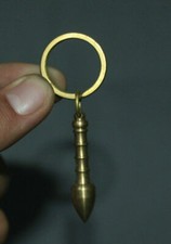 Antique Chinese Bronze Bag hanging Car key Hanger Ring Bullet Amulet Pendant