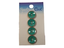 Turquoise Green Wood Buttons x 4 Pieces Wooden Glazed 2-hole 5/8" Diameter B11