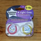 Tommee Tippee Pacifiers Night Time Orthodontic 2 Pack 0-6 Mo. Happy Sleepy Faces