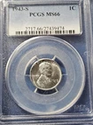 1943-S Lincoln Steel Cent PCGS MS66 Bright Nice Luster PQ