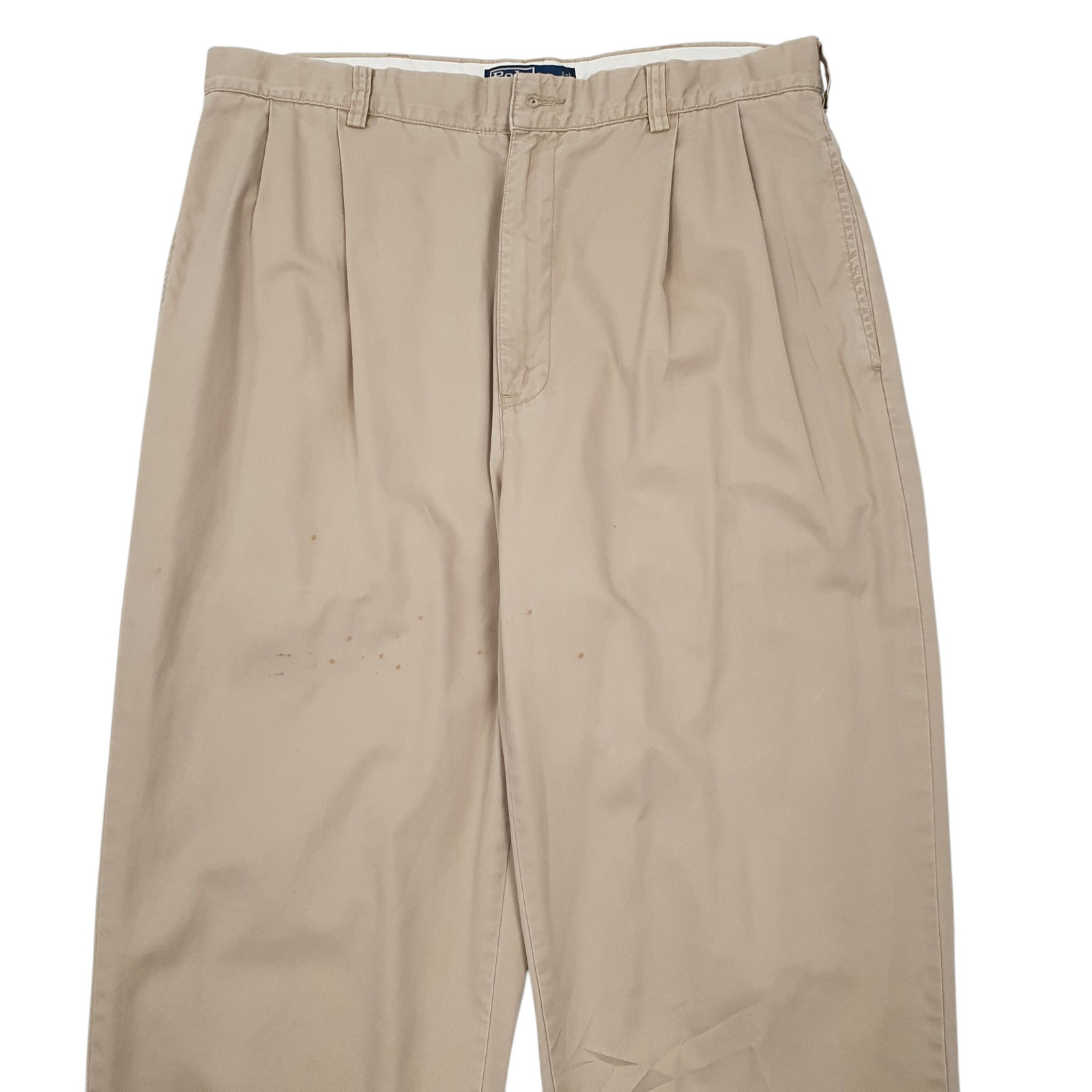 POLO RALPH LAUREN Vintage Hammond Double Pleated Chino Trousers Beige W34 L32 image 2