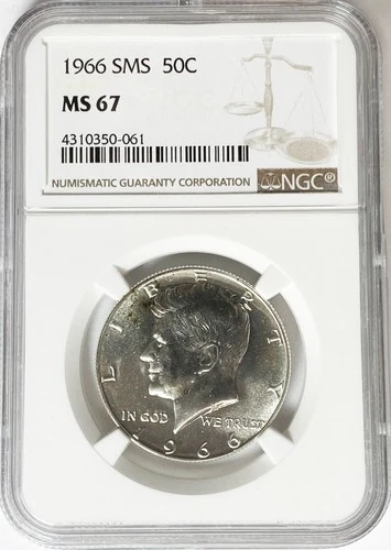 1966 50c SMS Kennedy Silver Half Dollar Fifty Cents MS67 NGC