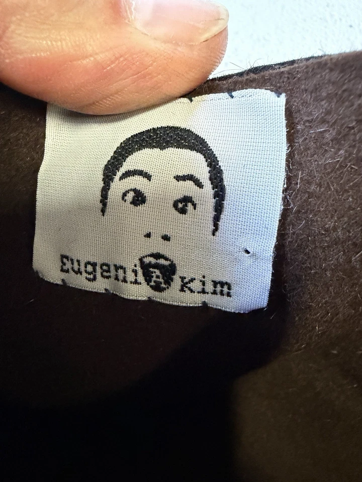 EUGENIA KIM Genie WOOL FELT CAP 2 Layers Black Outer Brown Inner 7” In EUC - Image 2 of 4