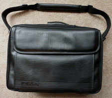 HP Leather Laptop Computer Bag Carrying Case Shoulder Strap Black Compartments