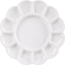 MEEDEN 12-Well Ceramic Paint Palette, Porcelain Tray, Artist 12 Wells, White 