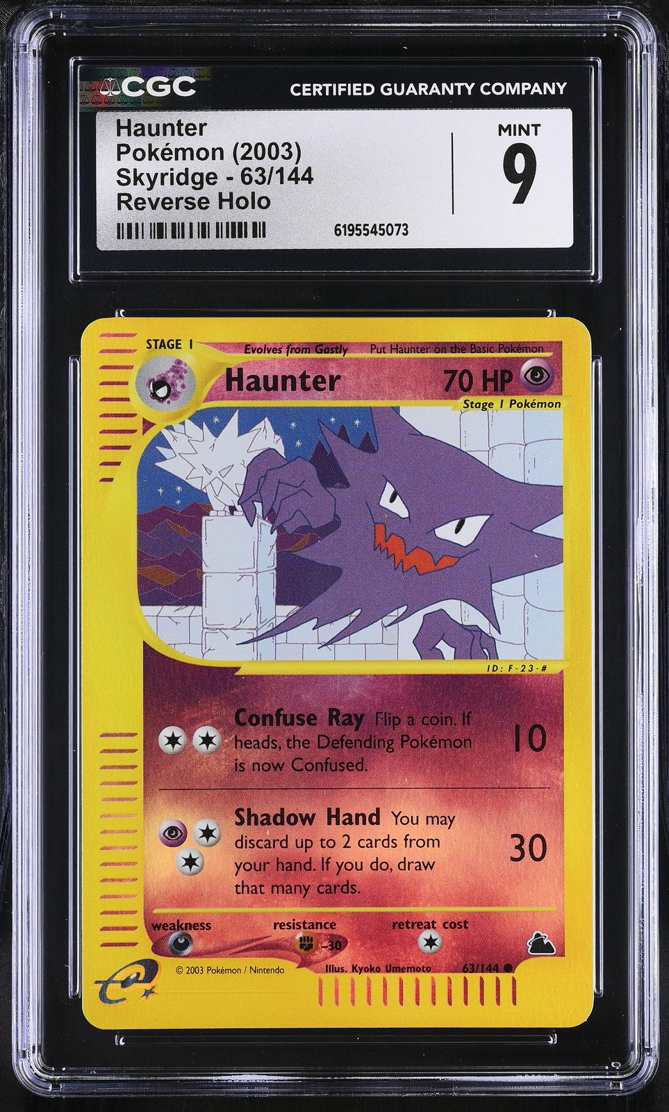 CGC 9 MINT Haunter 63/144 Skyridge Reverse Holo Pokemon Card