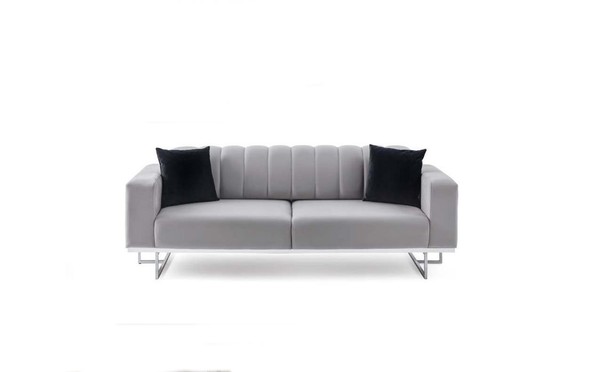 Hellgrauer Polster Dreisitzer Luxus Sofas Wohnzimmer Stilvolle Couchen-image