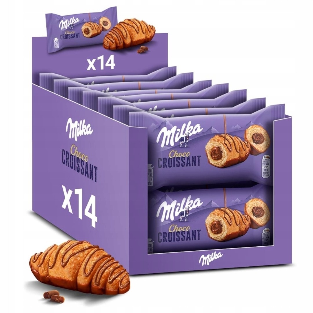 14 x Croissant Chocolate Milka 50 g - Snack Croissant Recubierto