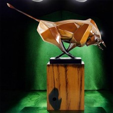 Bronze BULL Sculpture Decor Wood Base Art Statue Animal Martin Klein Rare Decor