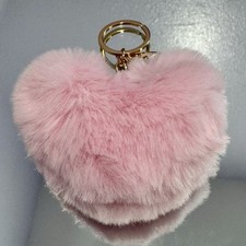 New Light Pink Fluffy Heart Keychain/Bag Charm